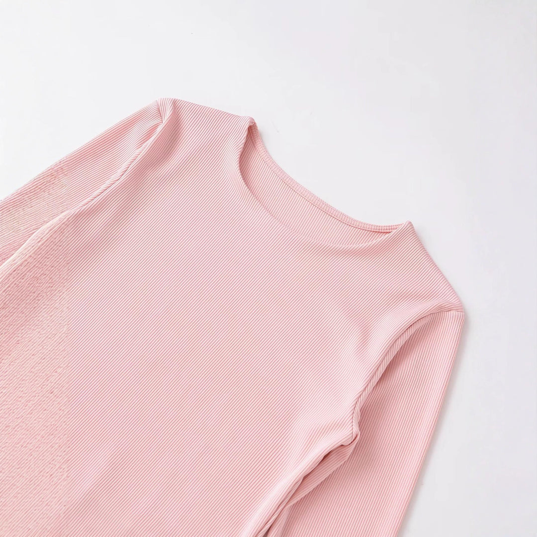 Damen Figurbetontes Rippshirt mit Carmenausschnitt und ausgestellten Schlagärmeln Nord Taschen