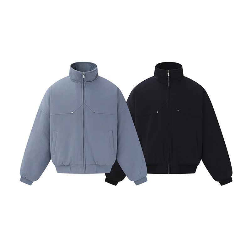 Unisex Boxy-wattierte Kurzjacke mit hochgeschlossenem Stehkragen und minimalistischer Nahtführung Nord Taschen