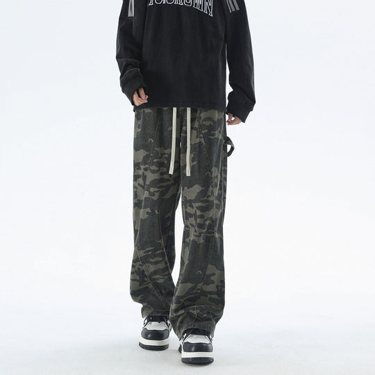 Herren Weite Camouflage-Cargohose mit langen Tunnelzügen und Utility-Schlaufen Nord Taschen