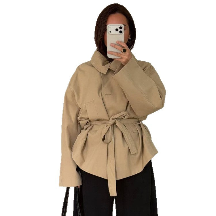 Damen Kurzjacke im Kimono-Stil mit Bindegürtel und überschnittenen Ärmeln Nord Taschen