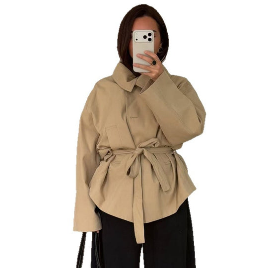 Damen Kurzjacke im Kimono-Stil mit Bindegürtel und überschnittenen Ärmeln Nord Taschen