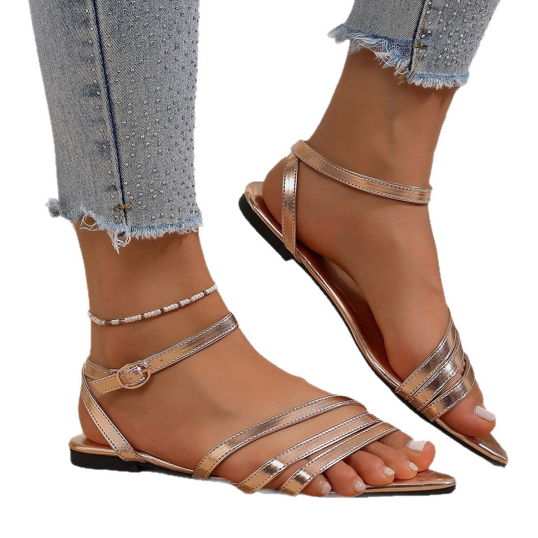 Damen Flache Sandalen mit elegantem Riemendesign und komfortabler Fußbettgestaltung