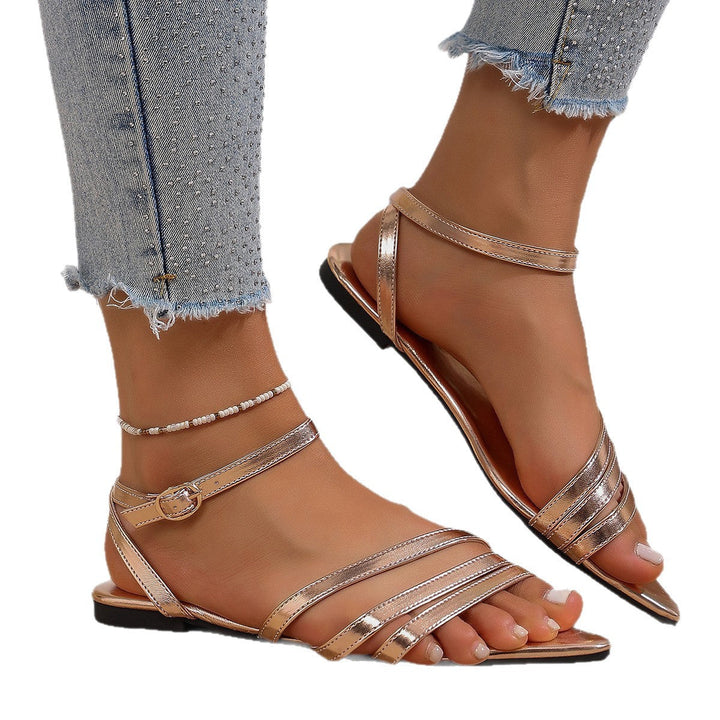 Damen Flache Sandalen mit elegantem Riemendesign und komfortabler Fußbettgestaltung