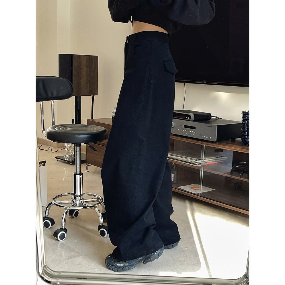 Damen Weite High‑Waist Cargo-Baggy-Hose mit aufgesetzter Klappentasche Nord Taschen