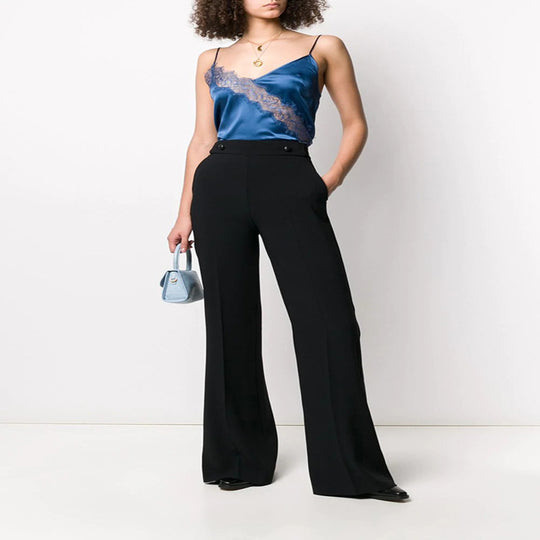 Damen Hochtaillierte Tailoring-Palazzohose mit Bügelfalte und weitem Bein Nord Taschen