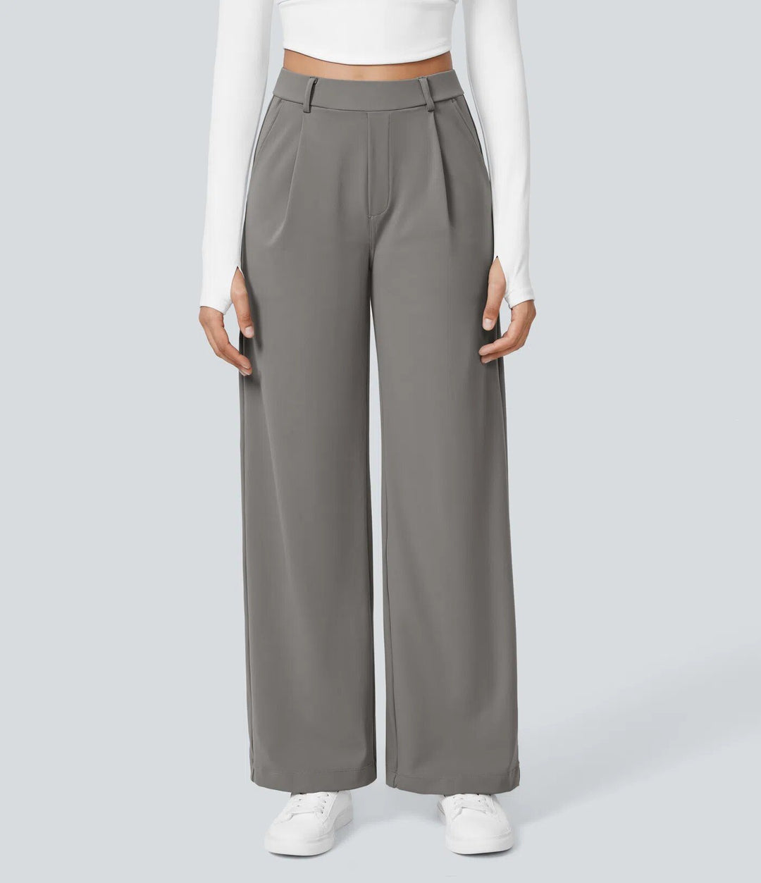 Damen Weite High‑Waist Palazzo‑Hose mit Bundfalten und Eingrifftaschen Nord Taschen