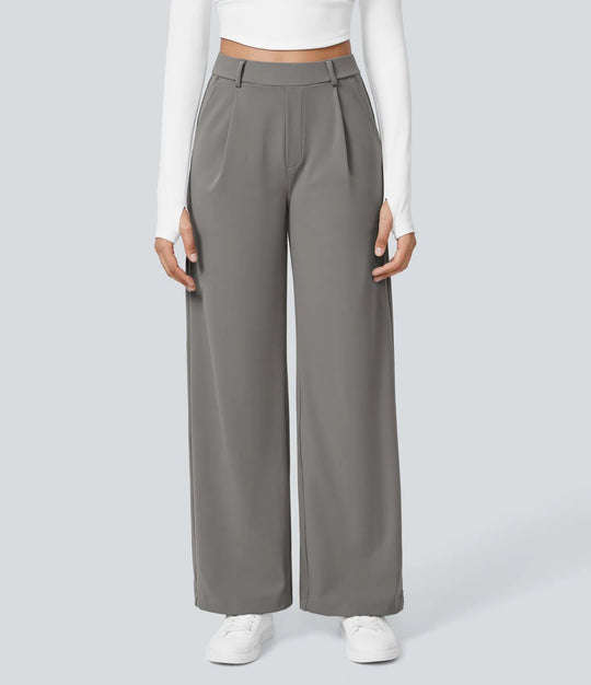 Damen Weite High‑Waist Palazzo‑Hose mit Bundfalten und Eingrifftaschen Nord Taschen