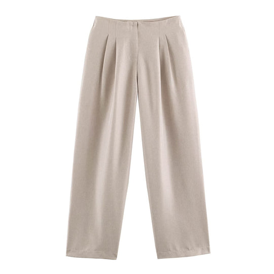 Damen Hochtaillierte Bundfalten-Hose mit weitem Bein Nord Taschen
