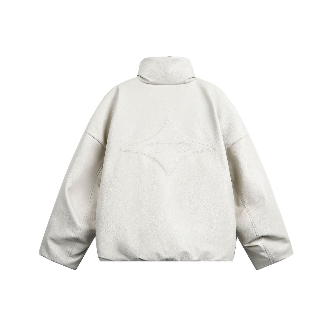 Damen Oversized Kunstleder-Bomberjacke mit hohem Stehkragen Nord Taschen