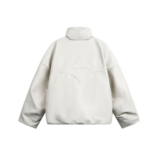 Damen Oversized Kunstleder-Bomberjacke mit hohem Stehkragen Nord Taschen