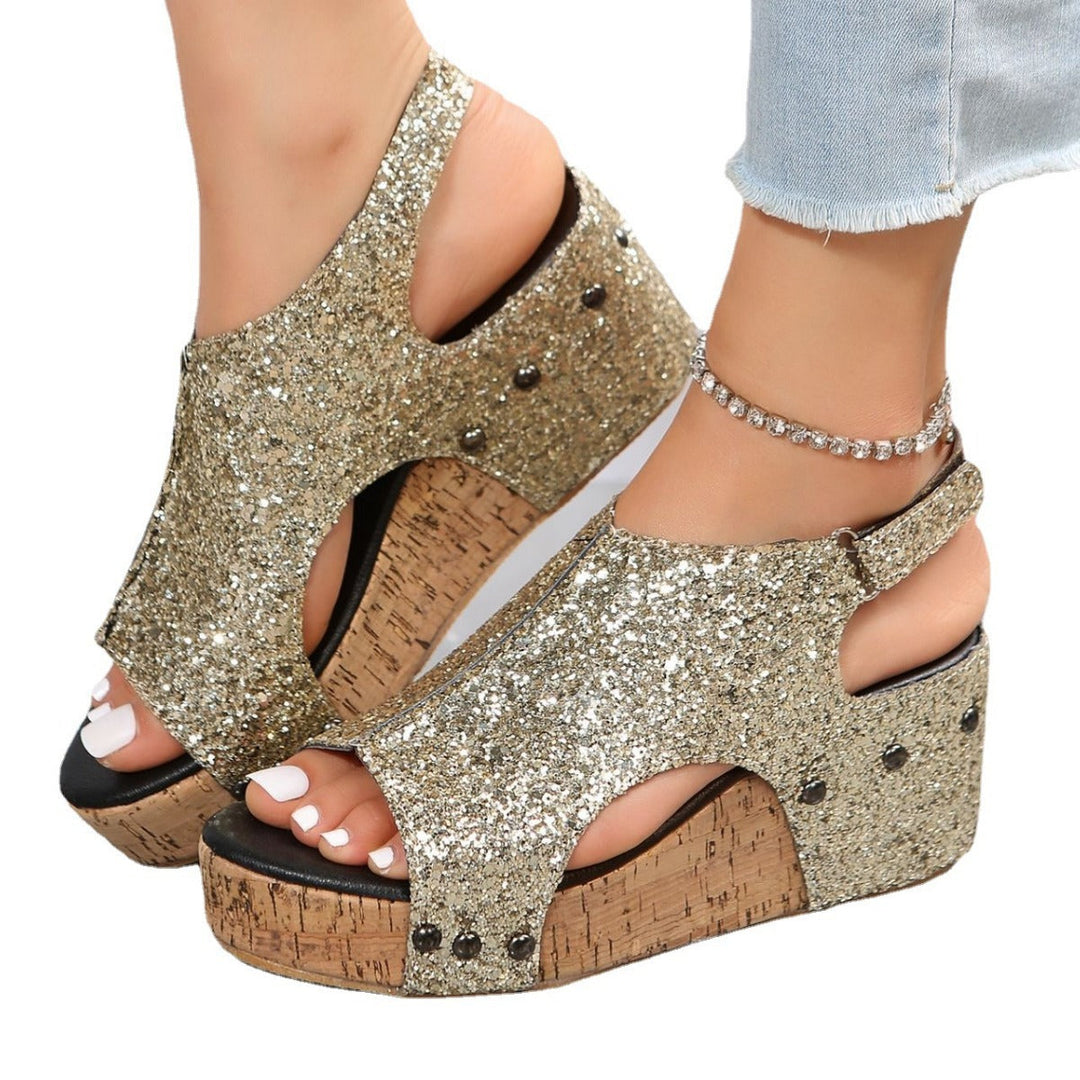 Damen Glitzerndes Keilsandaletten