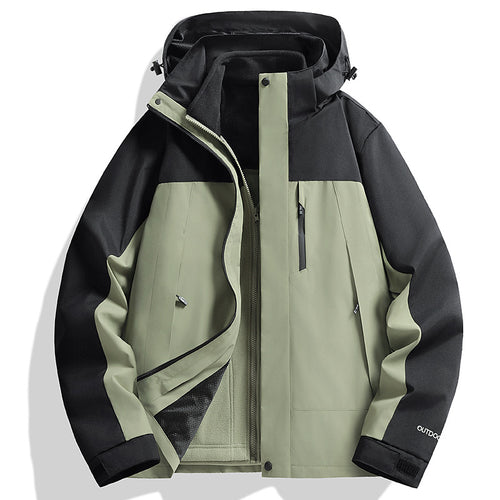 Herren Wasserdichte Softshell-Regenjacke mit Fleece-Innenfutter und verstellbarer Kapuze Nord Taschen
