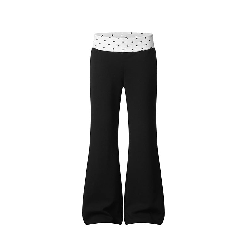 Damen Flared-Loungehose mit Umschlagbund und Sternmotiv Nord Taschen