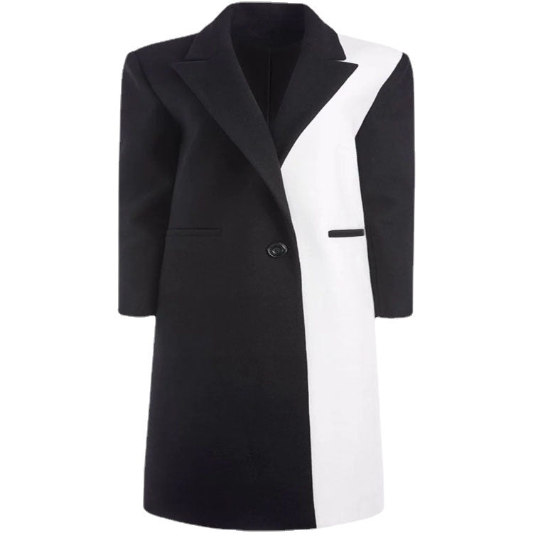 Damen Taillierter Midi‑Longcoat im Clean‑Tailoring mit kontrastiertem Innenfutter und Schalkragen Nord Taschen