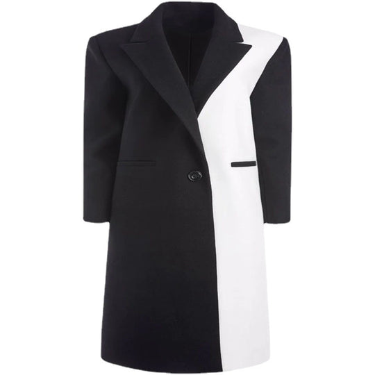 Damen Taillierter Midi‑Longcoat im Clean‑Tailoring mit kontrastiertem Innenfutter und Schalkragen Nord Taschen