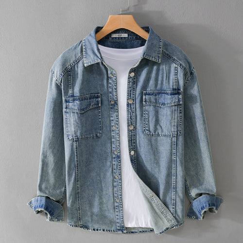 Herren lässiges Oversize Jeanshemd Nord Taschen