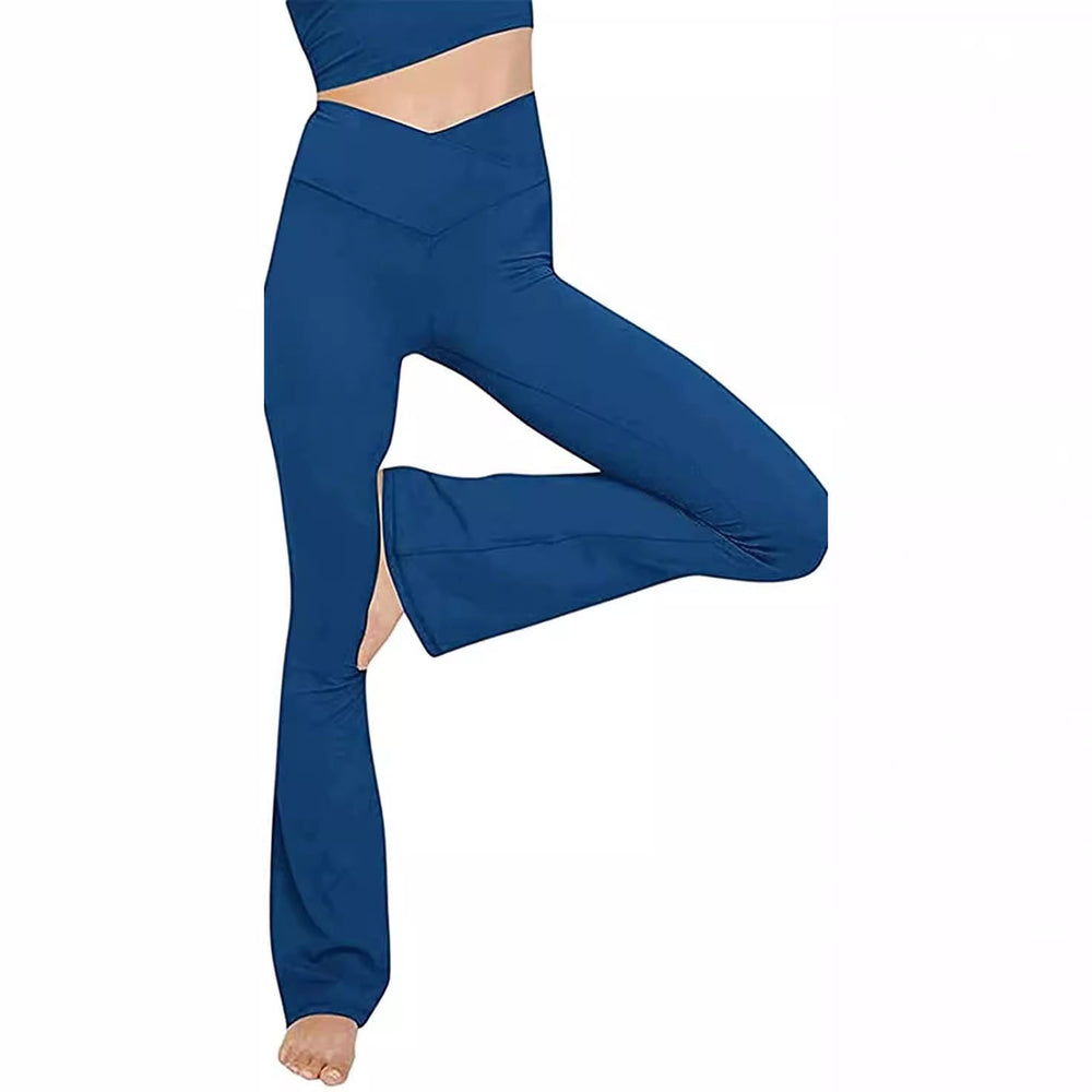 Damen Bootcut Yoga-Hose aus elastischem Material mit hohem Bund Nord Taschen
