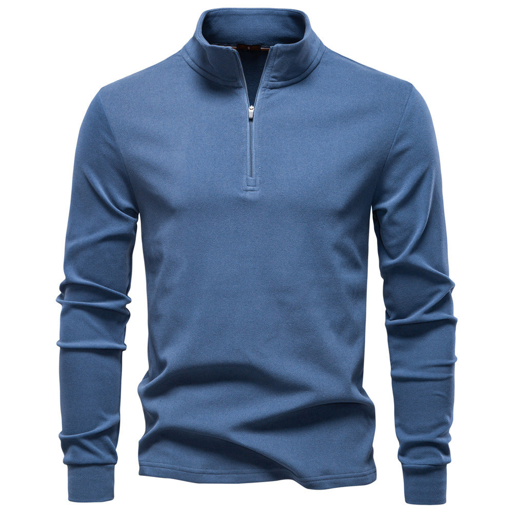 Herren funktionaler Sweatshirt mit hohem Kragen und kurzem Reißverschluss