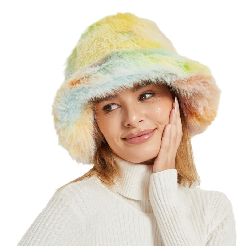Damen Flauschiger Bucket‑Hut aus hochwertigem Kunstpelz mit Teddy‑Textur Nord Taschen