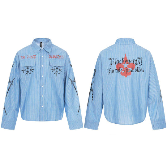 Unisex Oversize-Hemdjacke mit aufgesetzten Brusttaschen und dekorativen Printdetails Nord Taschen