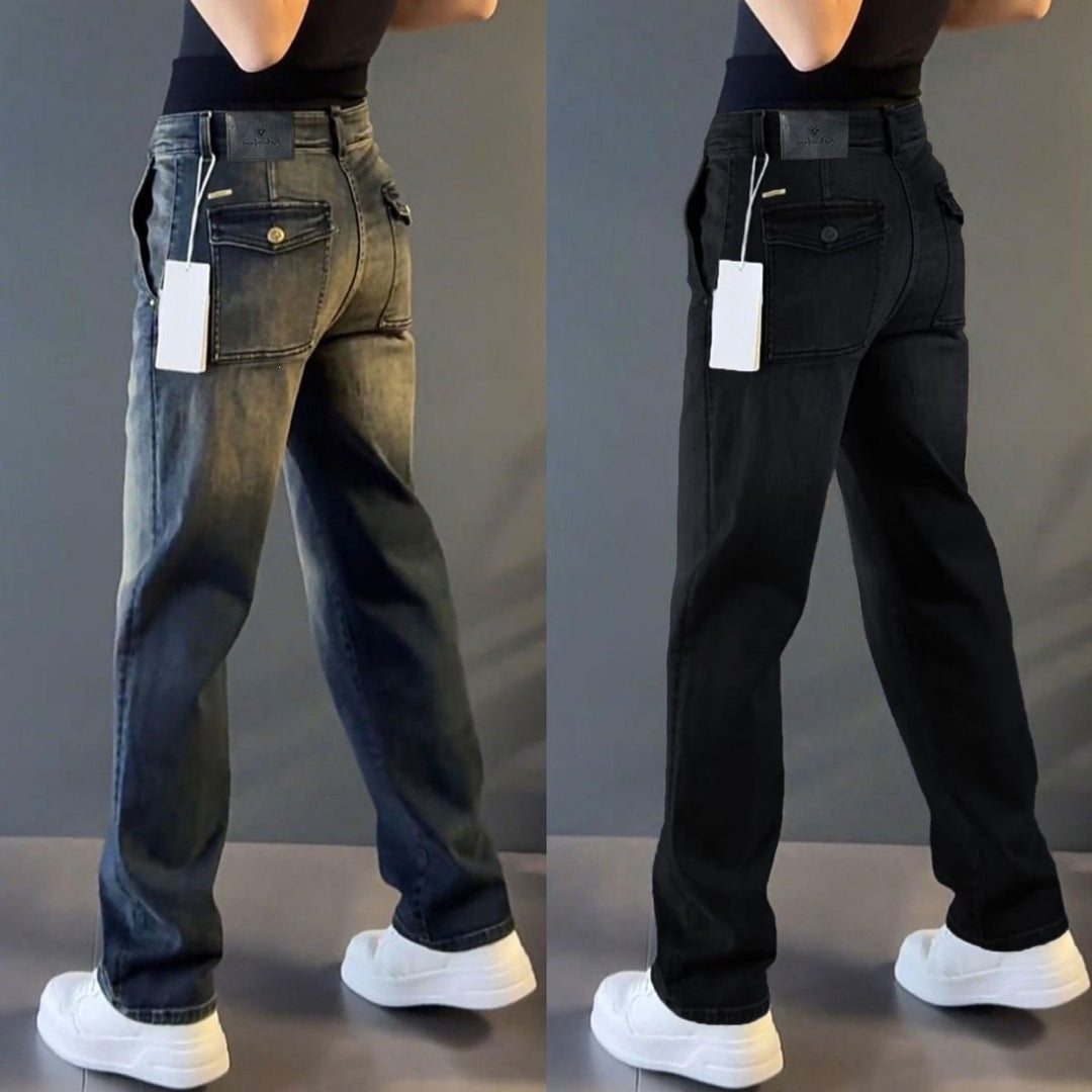 Damen Modische Hohe Taille Jeans Nord Taschen