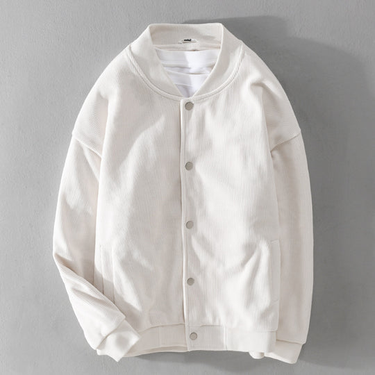Herren Cord-Collegejacke mit Druckknopfleiste und Rippbündchen Nord Taschen