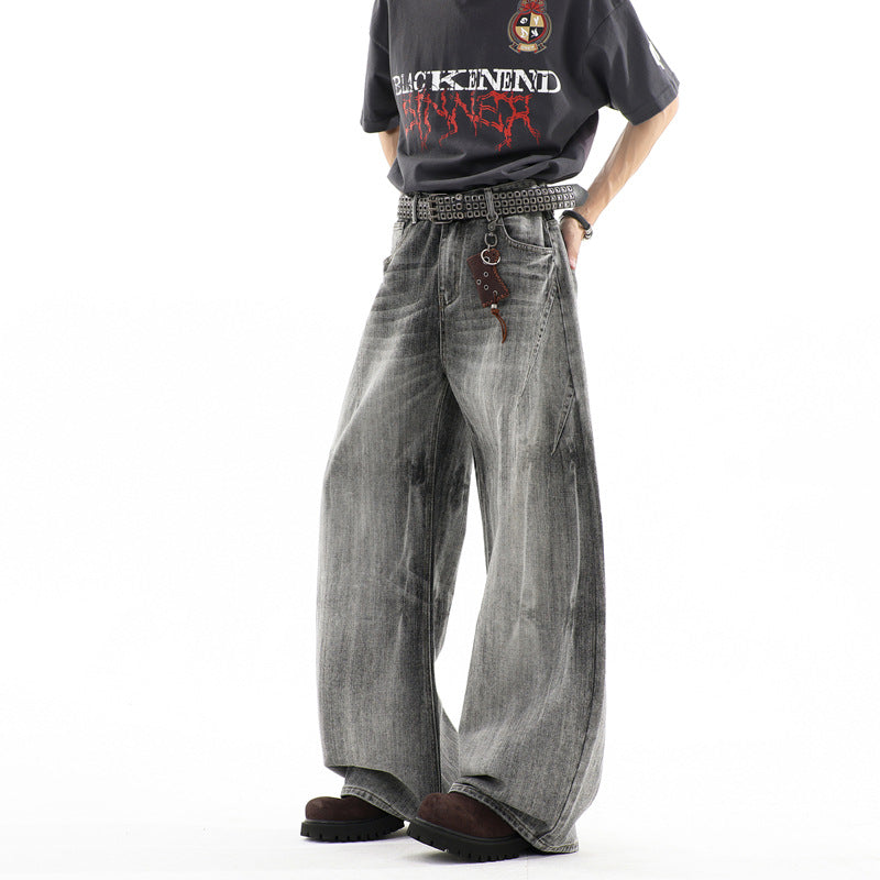 Herren Ultraweite Baggy-Jeans mit tiefem Schritt und strukturierter Faltenoptik Nord Taschen