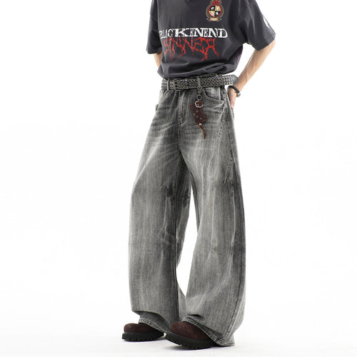 Herren Ultraweite Baggy-Jeans mit tiefem Schritt und strukturierter Faltenoptik Nord Taschen