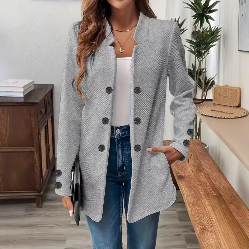 Damen Taillierter Longblazer mit strukturierter Stepp-Optik Nord Taschen