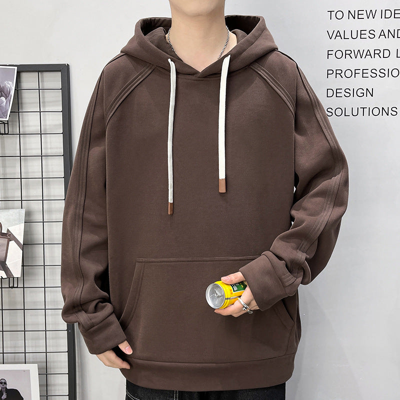 Herren Oversize Kapuzenpullover mit Kängurutasche Raglanärmeln und extra langen Kordeln Nord Taschen