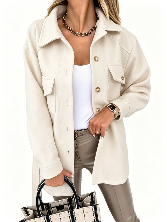 Damen Oversize-Hemdenjacke mit aufgesetzten Klappentaschen Nord Taschen