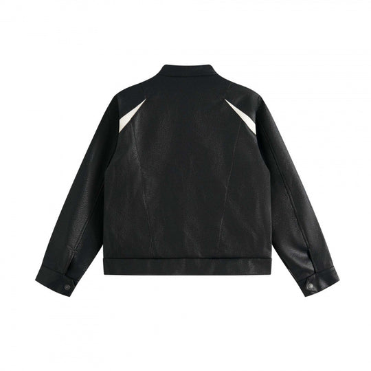 Unisex Boxy-Lederoptik-Bomberjacke mit kontrastierenden Fronttaschen und Stehkragen Nord Taschen