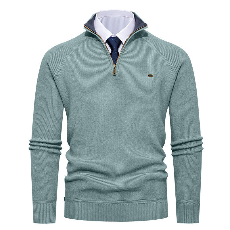Herren eleganter Strickpullover mit Stehkragen und Reißverschluss