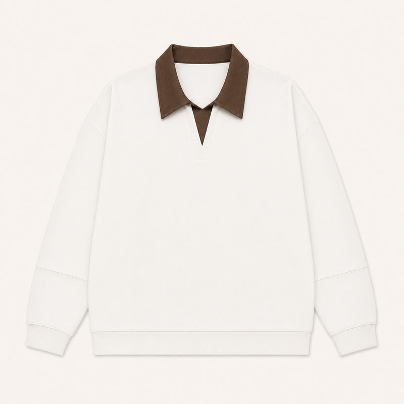 Damen Boxy-Polo-Sweatshirt mit kontrastiertem Spitzkragen Nord Taschen