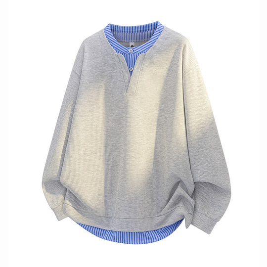 Herren Oversize-Struktur-Sweatshirt mit Hemd-Layer-Effekt Nord Taschen
