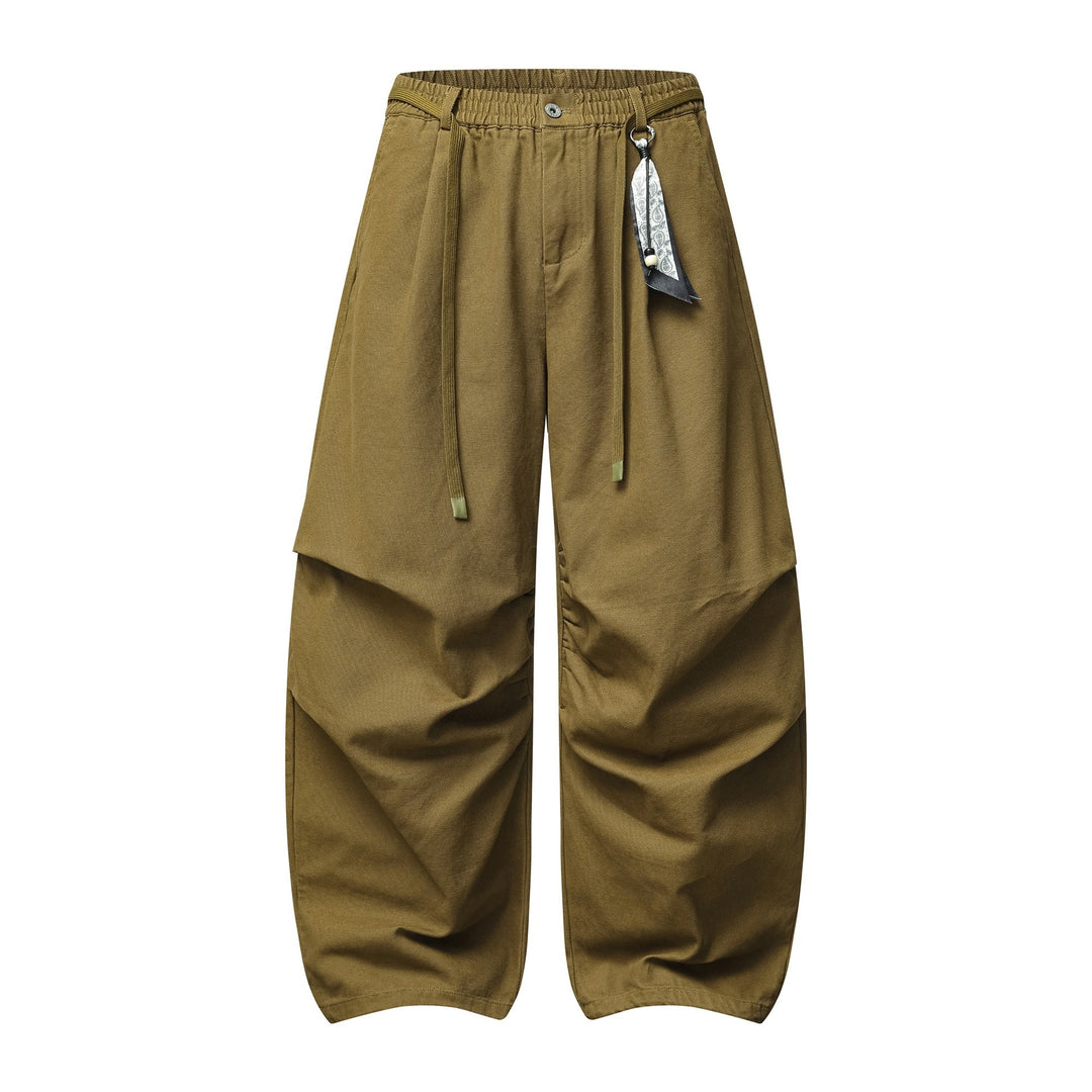 Damen Weite Culotte‑Hose mit Elastikbund, Stufenfalten und dekorativem Tuchanhänger Nord Taschen