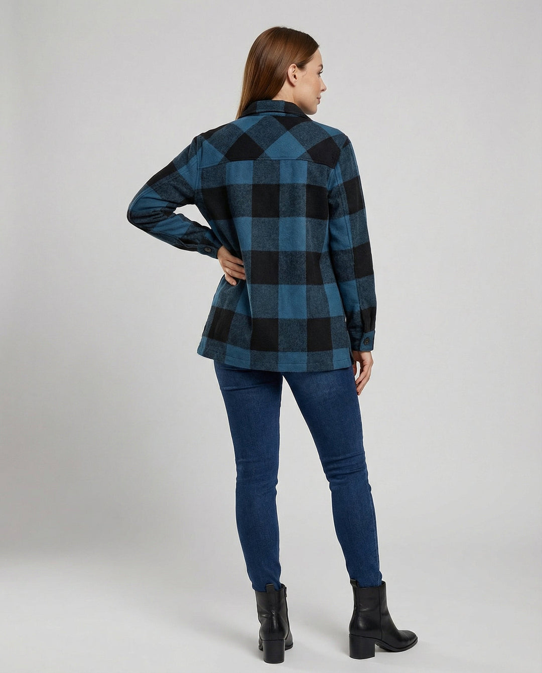 Lässige Damen Karo-Longbluse
