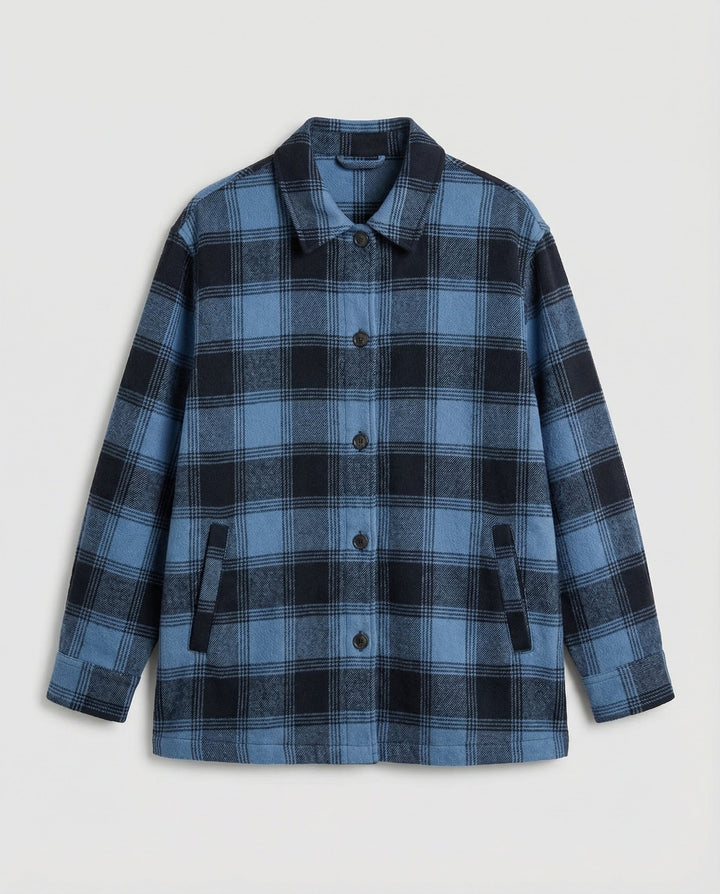 Lässige Damen Karo-Longbluse