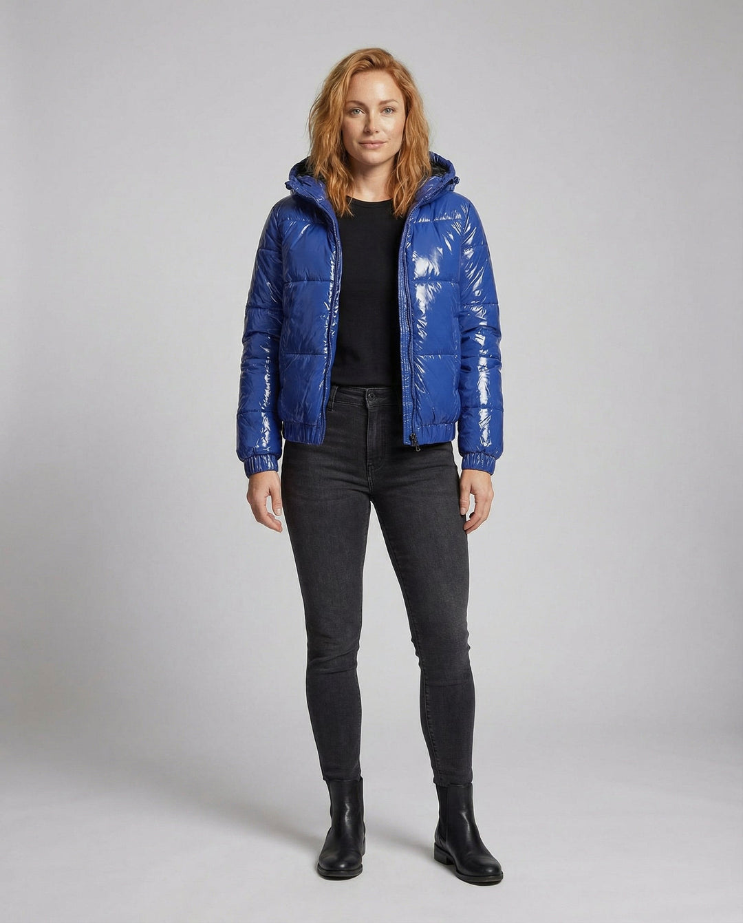 Hochglänzende Damen Steppjacke
