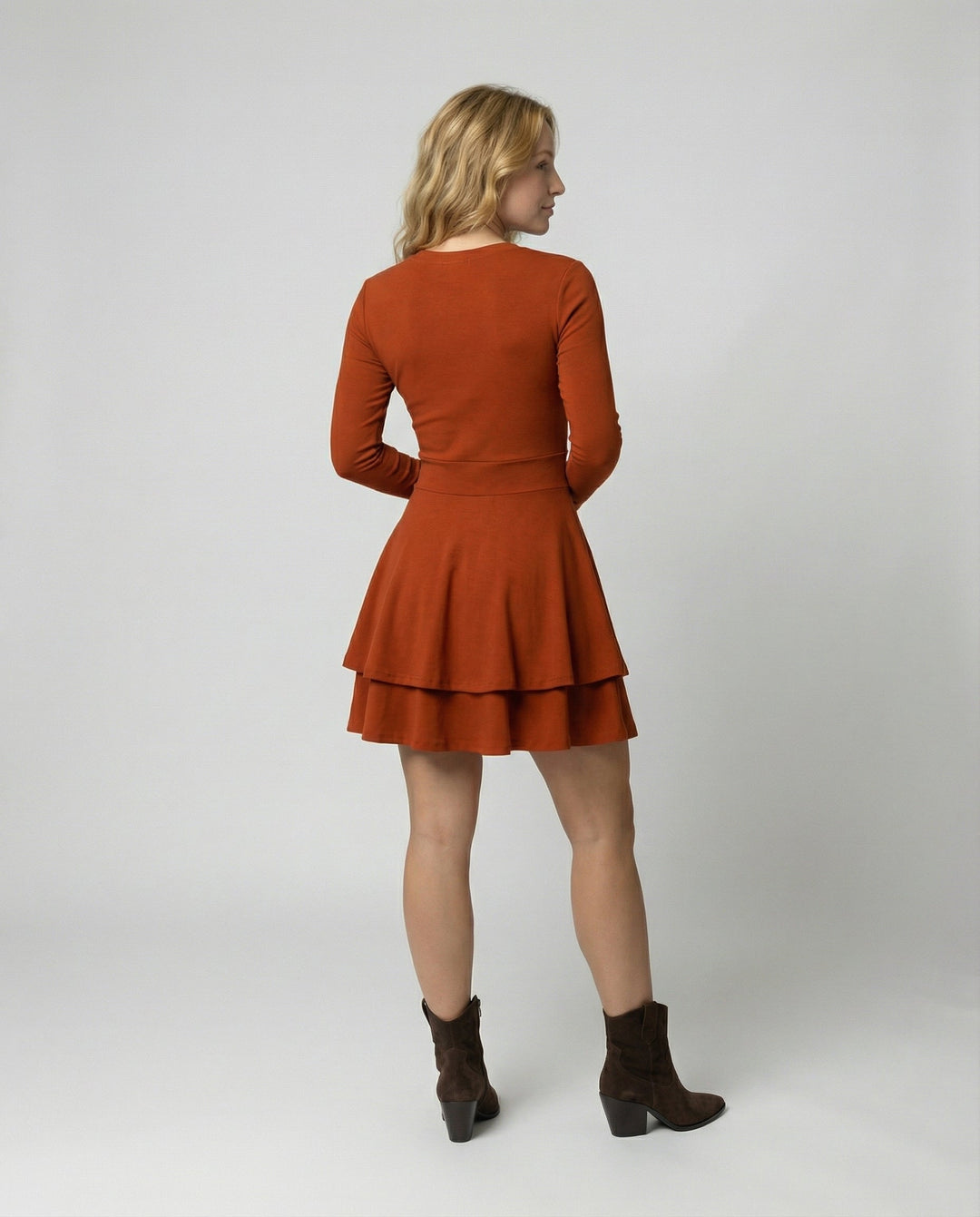 Damen Wickelkleid Rüschen