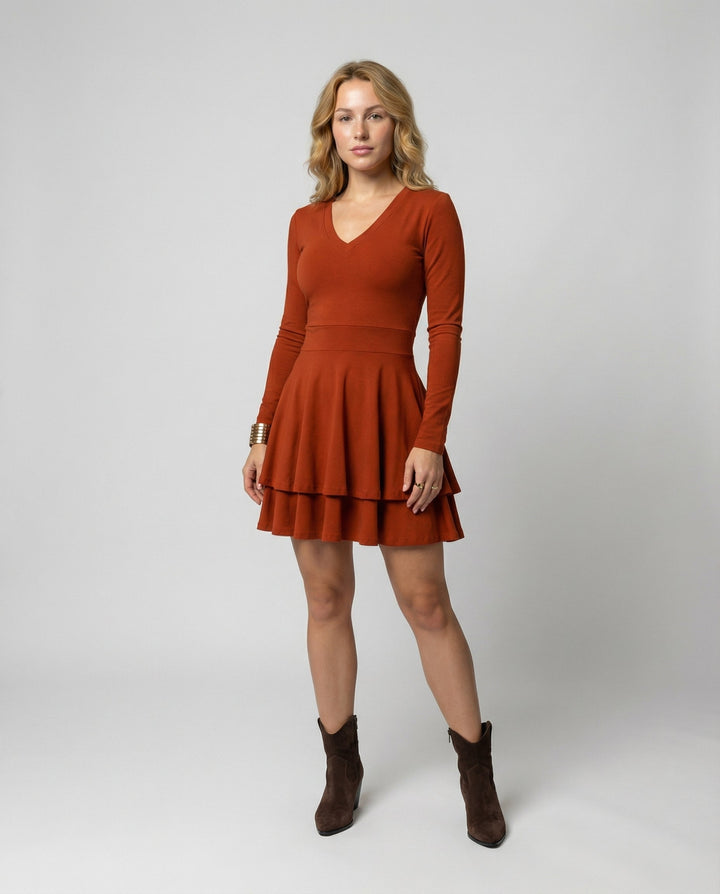 Damen Wickelkleid Rüschen