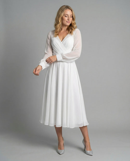 Elegantes Chiffon Flatterkleid Damen