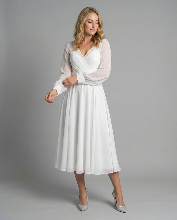 Elegantes Chiffon Flatterkleid Damen
