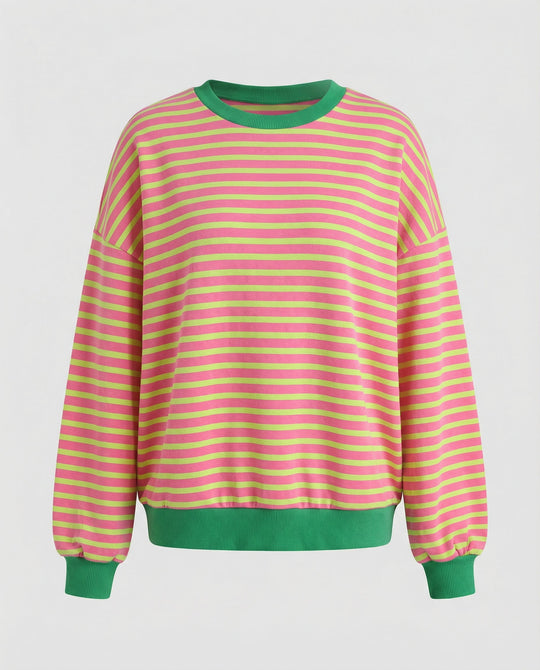 Boxy Sweatshirt Damen Gestreift