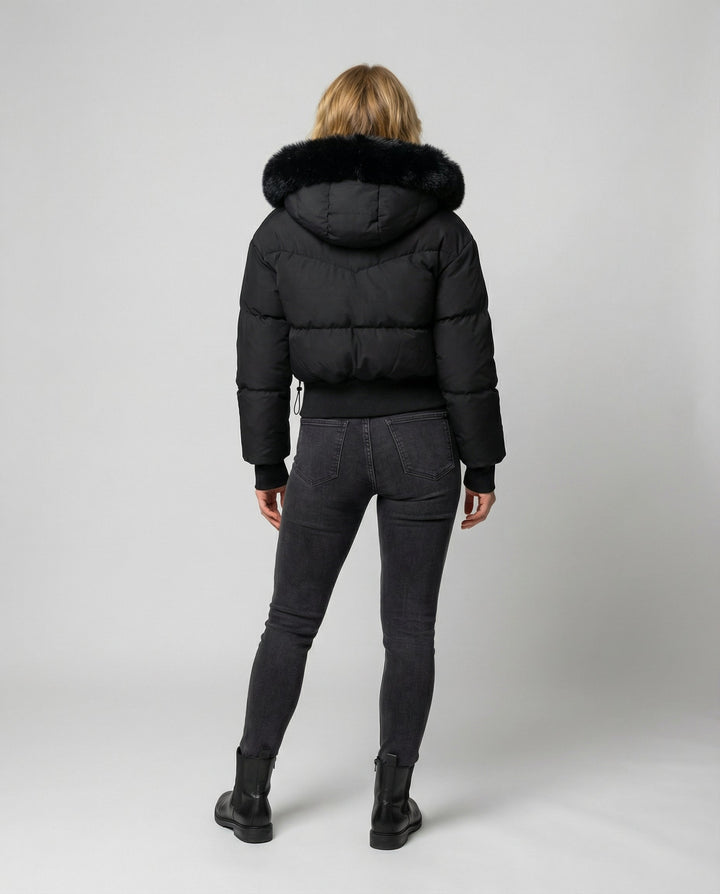 Stylische Warme Cropped Daunenjacke Damen