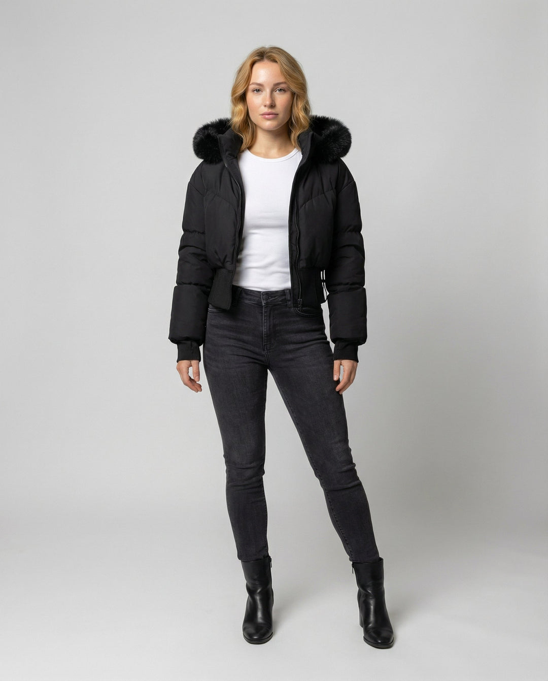 Stylische Warme Cropped Daunenjacke Damen