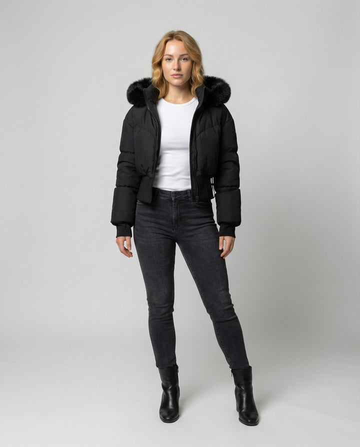 Stylische Warme Cropped Daunenjacke Damen