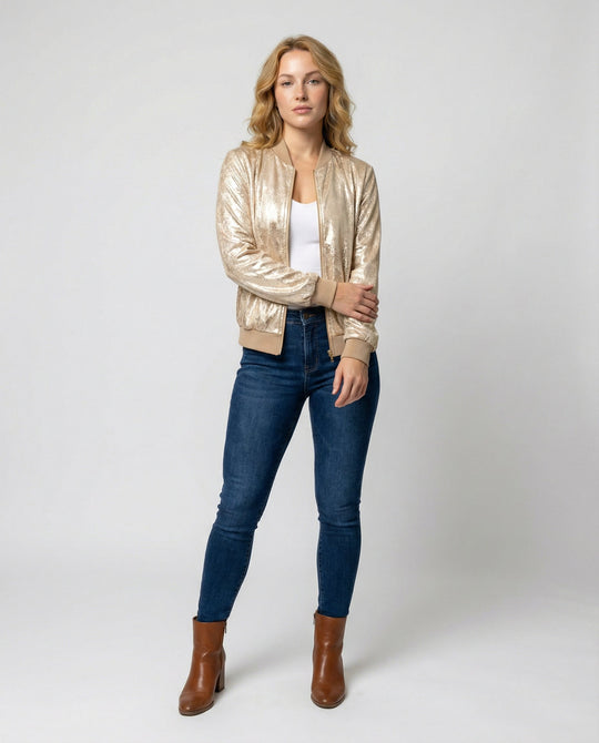 Glänzende Bomberjacke Damen