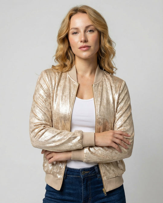 Glänzende Bomberjacke Damen