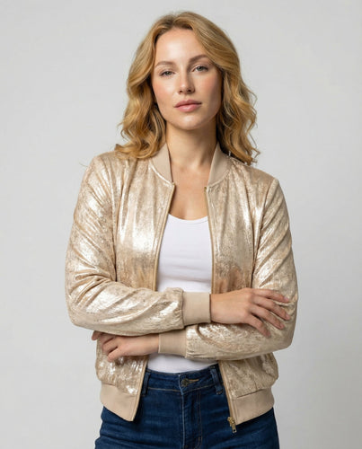 Glänzende Bomberjacke Damen
